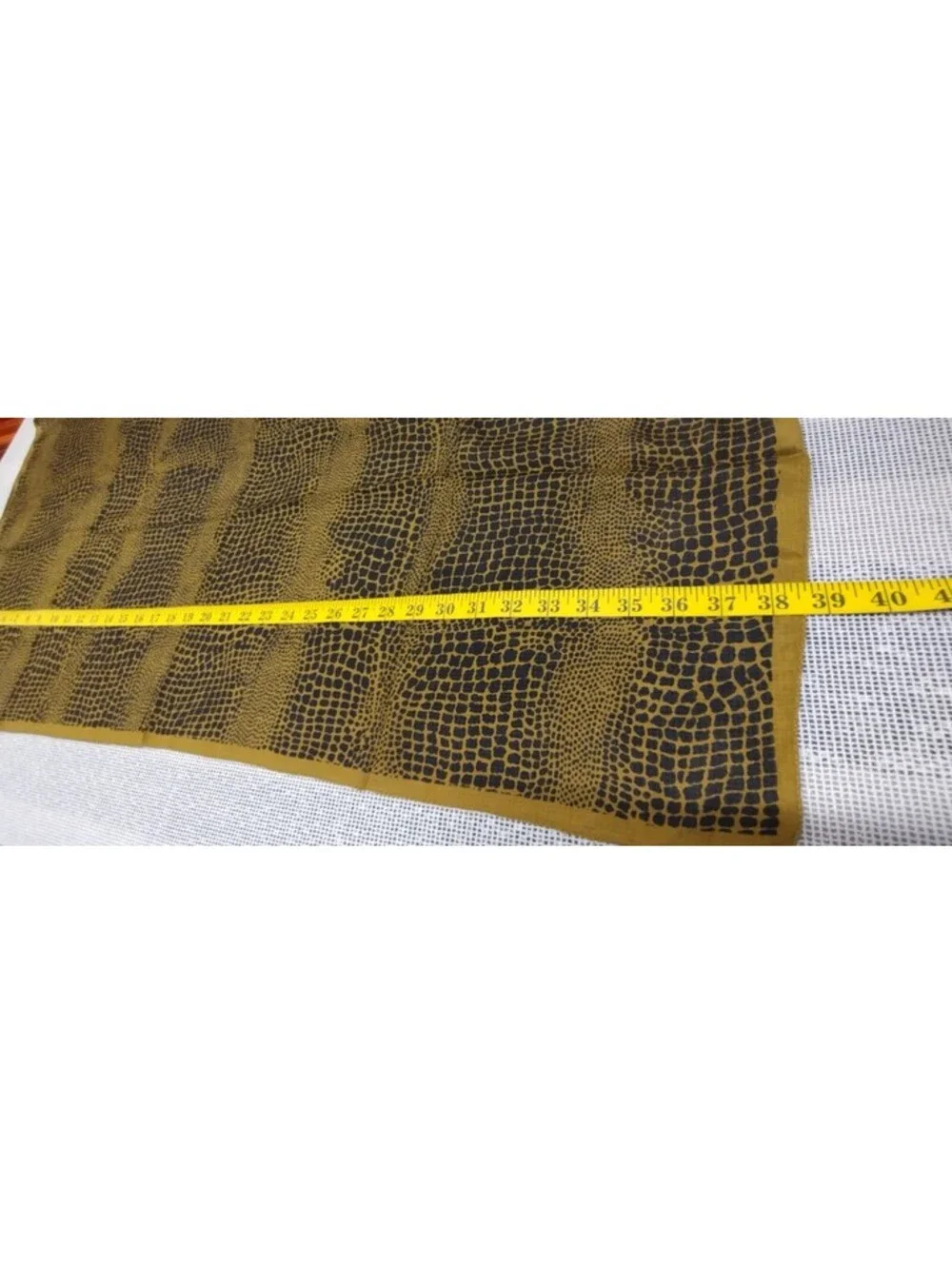Vintage Silk Scarf 1980s New Wave Reptile Black Mocha Green Zashi India 39 x 39